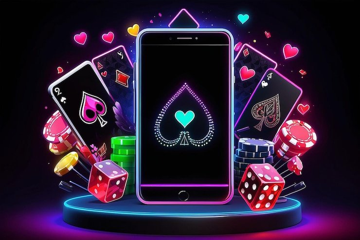 Treasure chest symbols and gold coins displayed across colorful slot reels on mobile device